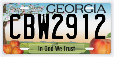 GA license plate CBW2912