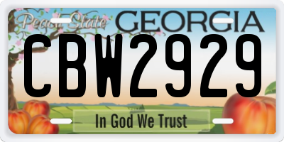 GA license plate CBW2929
