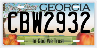 GA license plate CBW2932