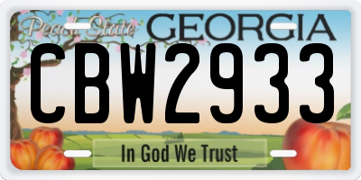 GA license plate CBW2933