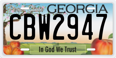 GA license plate CBW2947