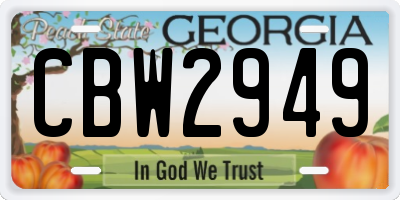 GA license plate CBW2949