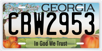 GA license plate CBW2953