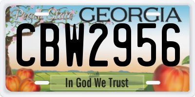 GA license plate CBW2956