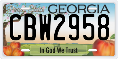 GA license plate CBW2958