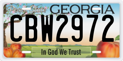 GA license plate CBW2972