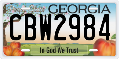 GA license plate CBW2984