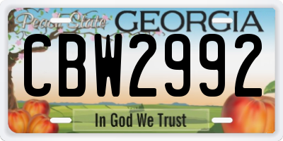 GA license plate CBW2992