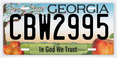 GA license plate CBW2995
