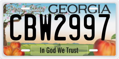 GA license plate CBW2997