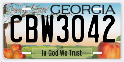 GA license plate CBW3042