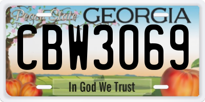 GA license plate CBW3069