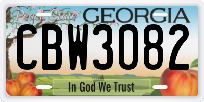 GA license plate CBW3082