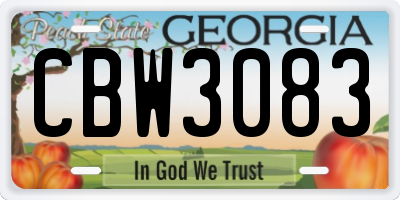 GA license plate CBW3083