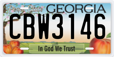 GA license plate CBW3146