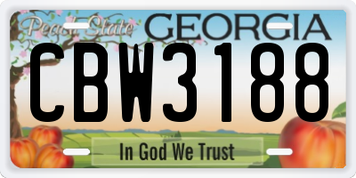GA license plate CBW3188