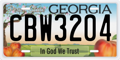 GA license plate CBW3204