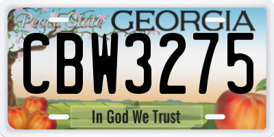 GA license plate CBW3275