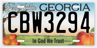GA license plate CBW3294