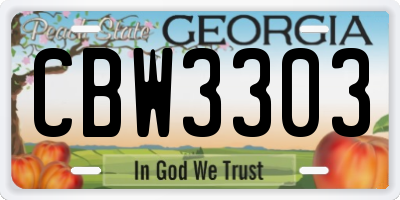 GA license plate CBW3303