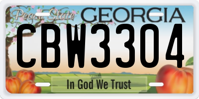 GA license plate CBW3304