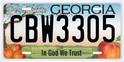 GA license plate CBW3305