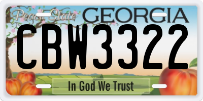 GA license plate CBW3322