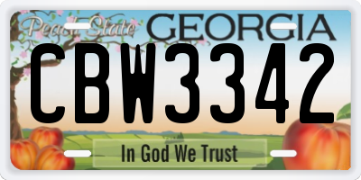 GA license plate CBW3342