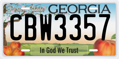GA license plate CBW3357