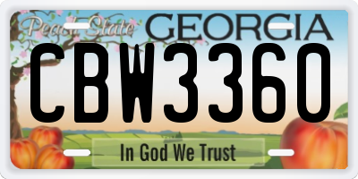 GA license plate CBW3360