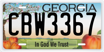 GA license plate CBW3367