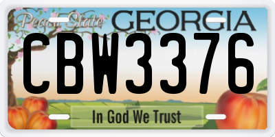 GA license plate CBW3376