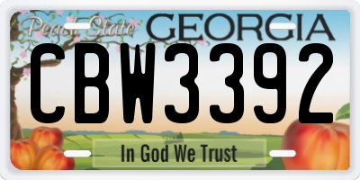 GA license plate CBW3392