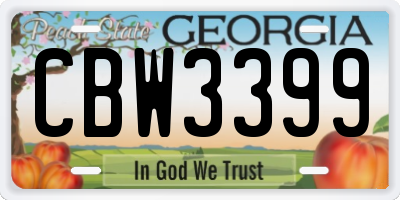 GA license plate CBW3399