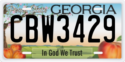 GA license plate CBW3429