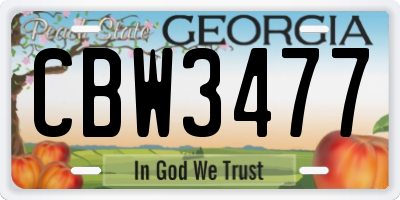 GA license plate CBW3477