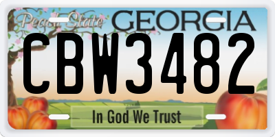GA license plate CBW3482