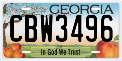 GA license plate CBW3496