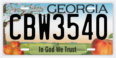 GA license plate CBW3540