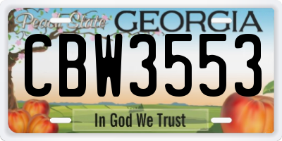 GA license plate CBW3553