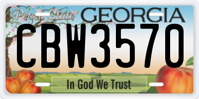 GA license plate CBW3570