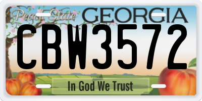 GA license plate CBW3572