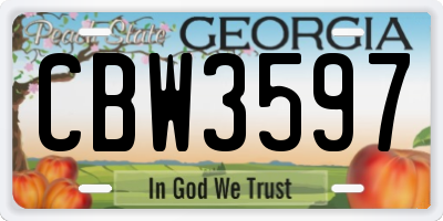 GA license plate CBW3597