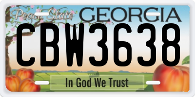 GA license plate CBW3638