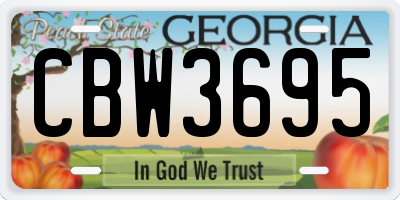 GA license plate CBW3695