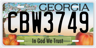 GA license plate CBW3749