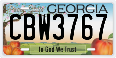 GA license plate CBW3767