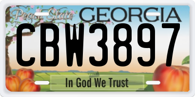 GA license plate CBW3897