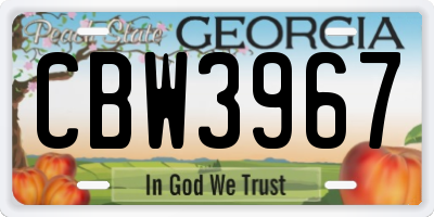 GA license plate CBW3967