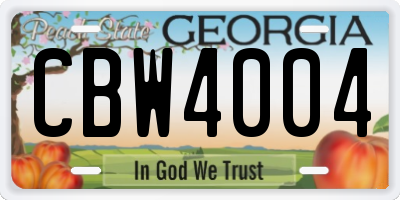 GA license plate CBW4004